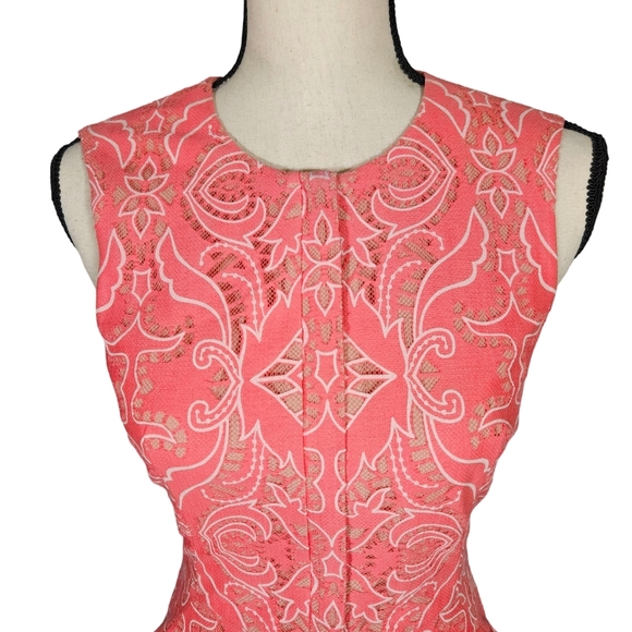 BCBG MaxAzria "Chrystal" Flounce Hem Lace Dress, Pink Coral, Size 0, NWOT - Picture 11 of 16